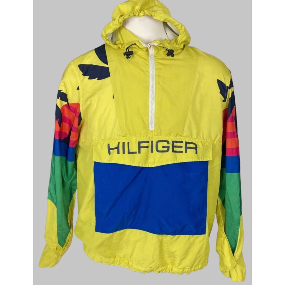 Vintage 90s Tommy Hilfiger Colorblock Hooded Pullover Windbreaker Jacket Men’s L